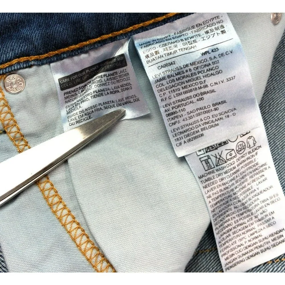 Levis 511 Slim Fit Tapered Leg Mens 36x34 Blue Jeans Distressed Denim Red Tab - Picture 6 of 12